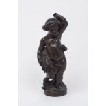An 18th Century style bronze cherub, modelled with one arm raised while holding a sheaf of wheat,