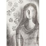 G. Latha, Indian School (20th century) 'In Search Of...', Charcoal on paper, Framed, 37cm x