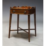 A George III style mahogany side table, late 20th Century, the rectangular top with three quarter