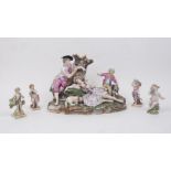 A small group of Dresden porcelain, late 19th / early 20th Century, to include a large figure