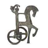 AMENDMENT. Please note this lot is 20th Century A bronze Anatolia-style horse and chariot,