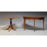 A mahogany demi lune table, late 19th, early 20th Century, with shaped frieze raised ojn square