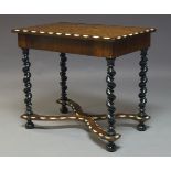 A Continental rosewood, ivory, ebony and inlaid side table, late 19th, early 20th Century, the