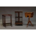 An Edwardian style mahogany and inlaid revolving bookcase, second half 20th Century, the square