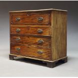 A Regency mahogany secretaire chest of drawers, the secretaire drawer enclosing fitted interior with