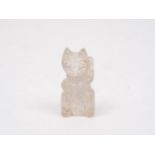 A rock crystal carving, 20th century, modelled as a fortune cat, 4.5cm highPlease refer to