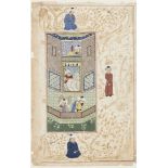 An illustration from a manuscript in the Mughal style, India, 20th century, opaque pigments on