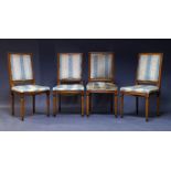 A set of four Continental stained wood dining chairs, second half 20th Century, with rectangular
