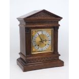 A German mahogany cased architectural eight day mantel clock by Winterhalder Hofmeier, late 19th