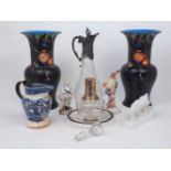 A selection of British and continental glass and ceramic wares, to include: a pair of Crown Ducal