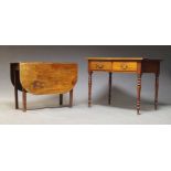 A Victorian mahogany desk , the rectangular top above two frieze drawers, raised on turned and
