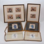 A pair of Chinese rice paintings, 19th century, each depicting robes figures, framed and glazed,