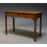 A George III style mahogany side table, the rectangular top above two frieze drawers, raised on