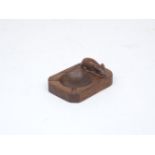 A Robert 'Mouseman' Thompson hand carved oak ashtray, mid 20th Century, bearing signature carved oak