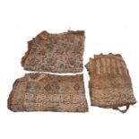 Three Katamkari printed textiles, late 18th/early 19th century, decorated with large inscriptions
