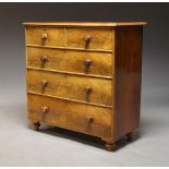 A Victorian mahogany chest of drawers, with two short over three long graduated drawers, raised on