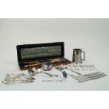 A collection of silver and silver plated wares, to include: a cased silver mounted carving set,