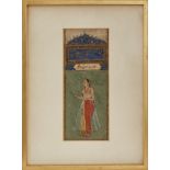 A provincial Mughal portrait of a courtesan, India, late 18th century, opaque pigments heightened