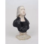 A British ceramic bust of Reverend John Wesley, 19th century, Enoch Wood & Sons, modelled shoulder
