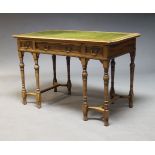 An Edwardian mahogany desk, the rectangular top inset with green leather writing surface, above