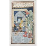 A Mughal style illustration from a manuscript, 20th century, opaque pigments on paper, 18.6 x