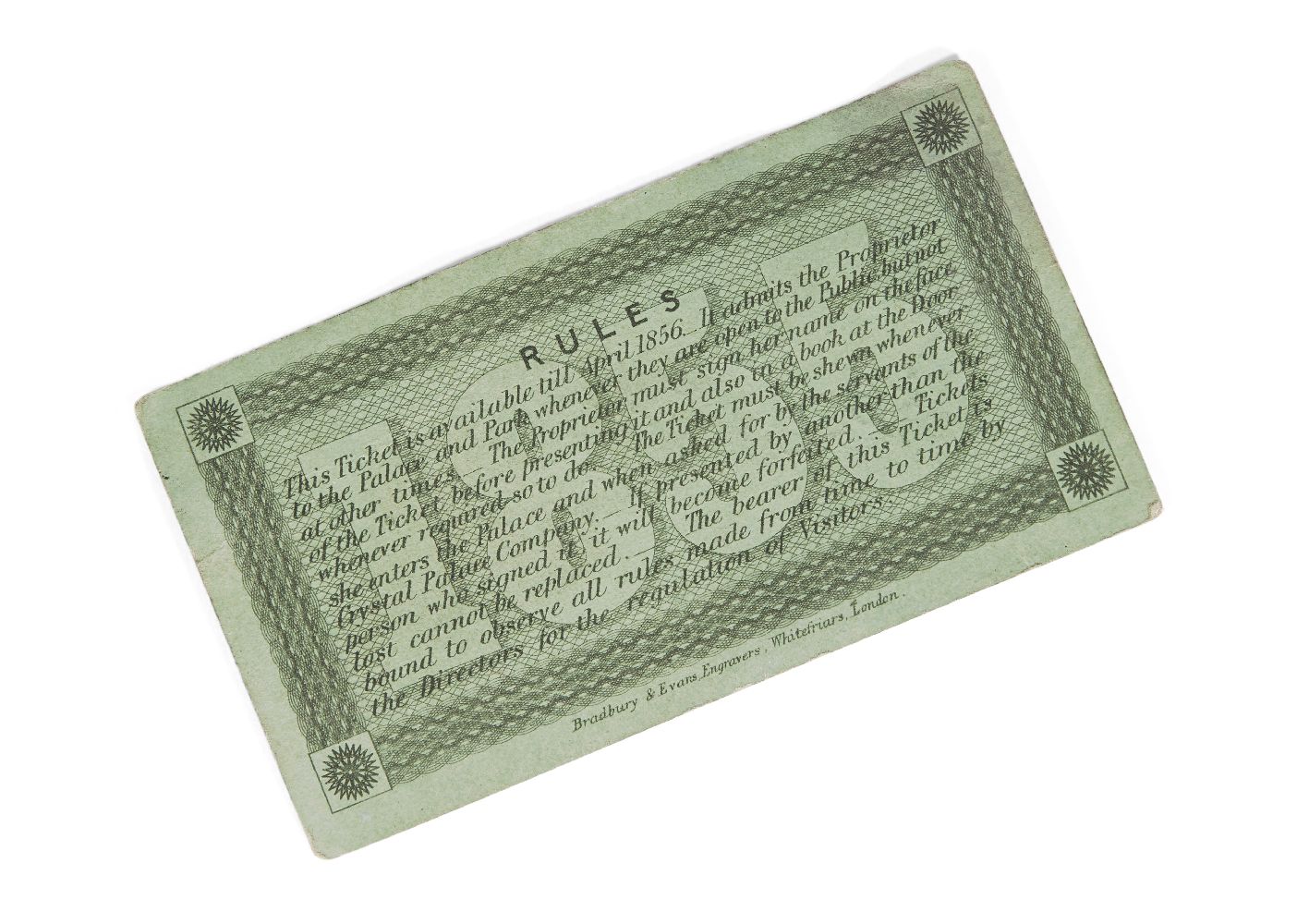 A Season Ticket of Admission for the expanded Crystal Palace constructed at Sydenham, dated 1855- - Image 3 of 3