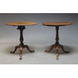 A George III mahogany tilt-top occasional table, 19th Century, the circular top with birdcage