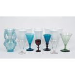 A selection of glass wares, 19th century and later, to include: a pair of late Georgian port/wine