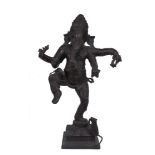 A bronze statue of Ganesha, late 19th century/early 20th century, modelled standing, atop stepped