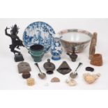 A collection of Near Eastern and Oriental wares, 19th century and later, to include: a Kang xi style