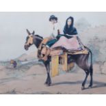 John Frederick Lewis RA, British 1804-1876- Spanish Couple riding a Mule and El Tempranillo; hand-