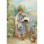 Follower of Myles Birket Foster RWS, British 1825-1899- A girl reading & Children by a stile;