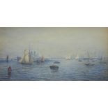 British School, early 20th century- Shipping Scene; watercolour, signed with initials J.A.H and