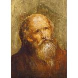 Spanish School, early 20th century- Study of an Apostle, head and shoulders; oil and gold leaf on