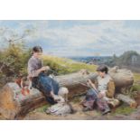 After Myles Birket Foster RWS, British 1825-1899- The Way down the Cliff, and Yarn;