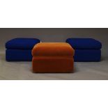 Hay, three 'Hackney' Poufs, of recent manufacture, two in blue and one in rust coloured fabric, each