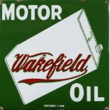 A Wakefield Motor Oil motor enamel advertising sign, Patent Enamel Co Ltd, Birmingham, 43cm x