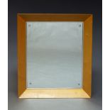 A satin birch wall mirror attributed to Heal's, late 20th Century, of rectangular form, 76cm high,