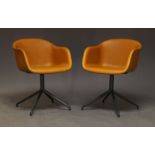 Iskos-Berlin, a pair of 'Fiber' armchairs for Muuto, of recent manufacture, with tan leather
