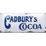 A Cadbury's Cocoa enamel advertising sign, 15cm x 35cmPlease refer to department for condition