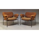Fogia, a pair of 'Bollo' armchairs designed in collaboration with Andreas Engesvik,with brown fabric