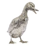 An Italian silver plated pewter model of a duck, circa. 1970, by Mauro Manetti, Signed 'M/M', '