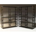 Note Design Studio, a set of four ebonised oak 'Arch' wall shelves for Fogia, of recent manufacture,