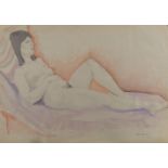 Fyffe Christie, British 1918-1979- Reclining model; pencil and watercolour, signed and dated 1974,