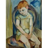 Ludvig Jacobsen, Danish 1890-1957- Seated boy; oil on canvas, signed, 41x31cm (unframed) (ARR)Please