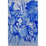 Fyffe Christie, British 1918-1979- Garden Study in blue; gouache, 17x11cm: together with two other