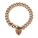 A bracelet, of curb link design with 9ct gold padlock clasp, padlock with Birmingham hallmarks
