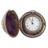 An early 19th century silver triple case verge pocket watch made for the Turkish market by Edward