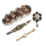 A small group of jewellery, comprising: a pearl single stone brooch; a late 19th century Austro-