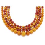 Amendment: Please note that two of the necklaces are mostly agate beads with amber spacers. Four a